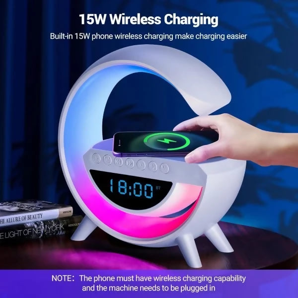 BT-3401 LED Wireless Charging Speaker & Atmosphere Lamp | RGB Night Light | Bluetooth Speaker | Fast Wireless Charger
