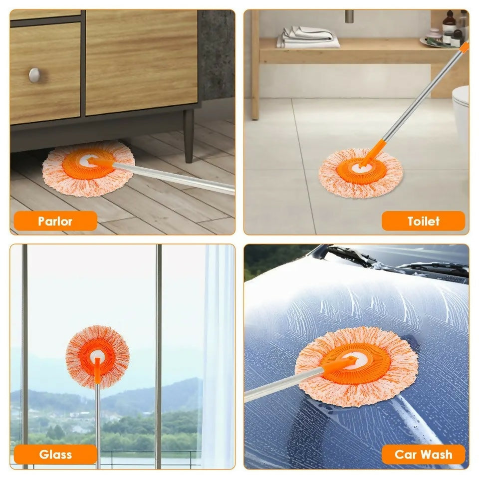 360° Rotating Multi-Functional Spin Mop with Extendable Stainless Steel Handle | All-in-One Microfiber Cleaning Tool for Floors, Windows, Toilets, and Car Washing