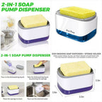 2-in-1 Soap Pump Dispenser with Sponge Holder | Kitchen Dishwashing Liquid Dispenser