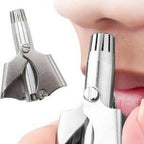 Stainless Steel Manual Nose Hair Trimmer – Portable 6-Teeth Precision Trimming Tool with Drawstring Bag and Brush