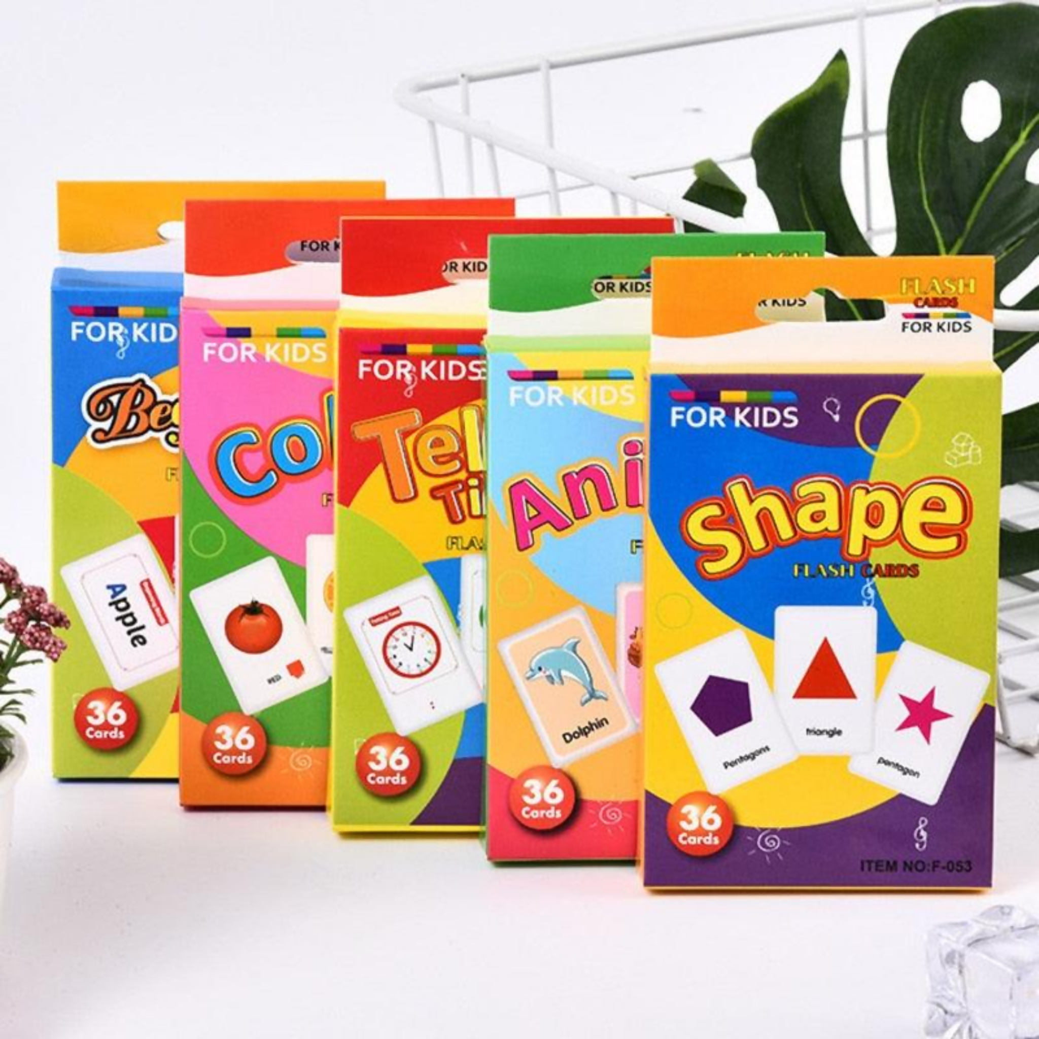 Flash Cards, Montessori Learning English Words & Pocket, 36-Piece Set