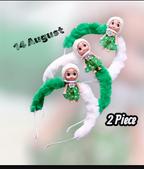 Green Printed Hair Bands For Girls Pack of 2