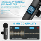 K9 Multi-Interface Wireless Collar Microphone Type-C & Lightning Omnidirectional Lavalier Mic Kit for Android, iPhone, and Content Creation