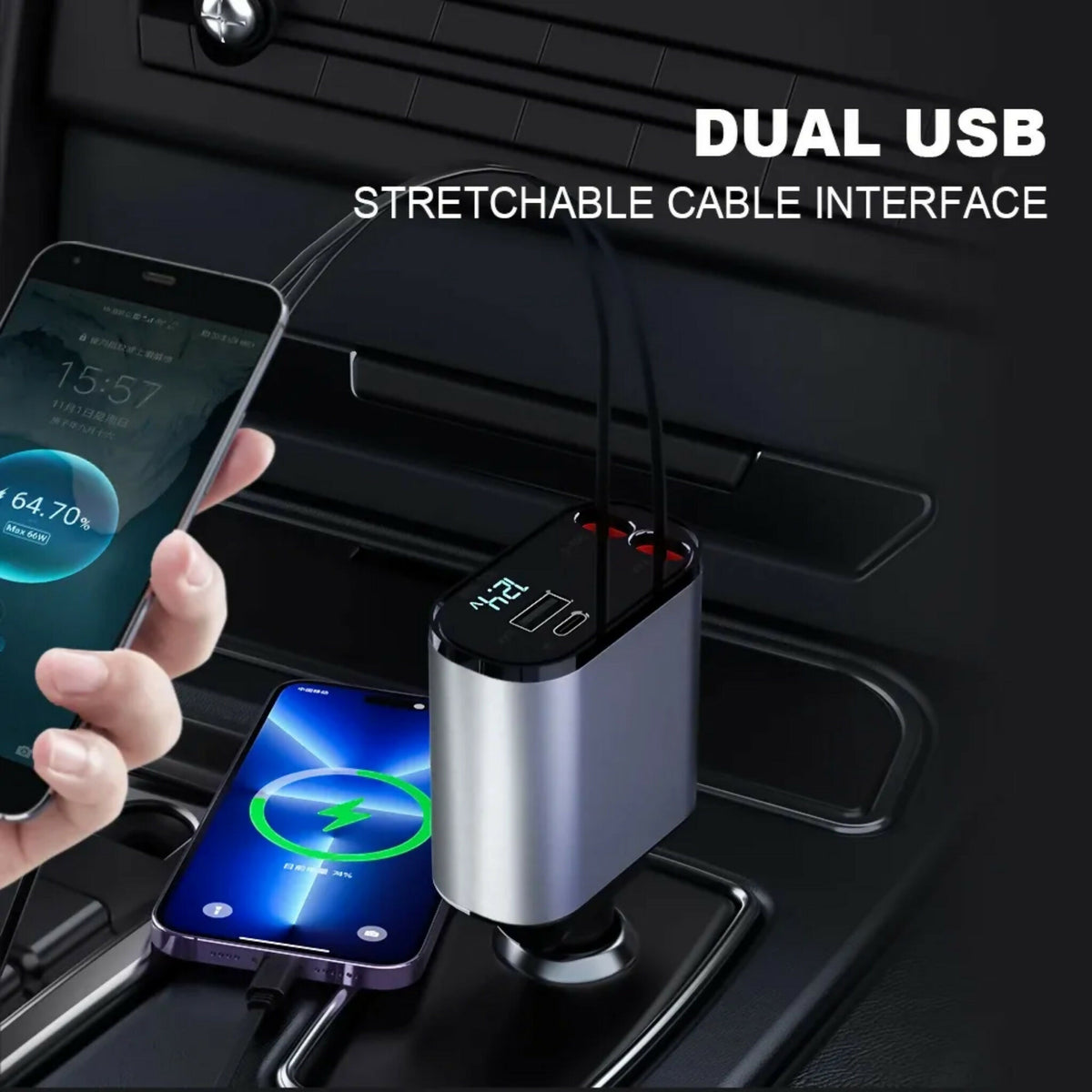 4-in-1 Multi-Functional Car Charger Fast Charging with Star Light | Durable Car Charger