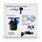 Earbuds, Itel Buds AcePro Wireless, 75 Hours Playback ENC Noise Cancellation