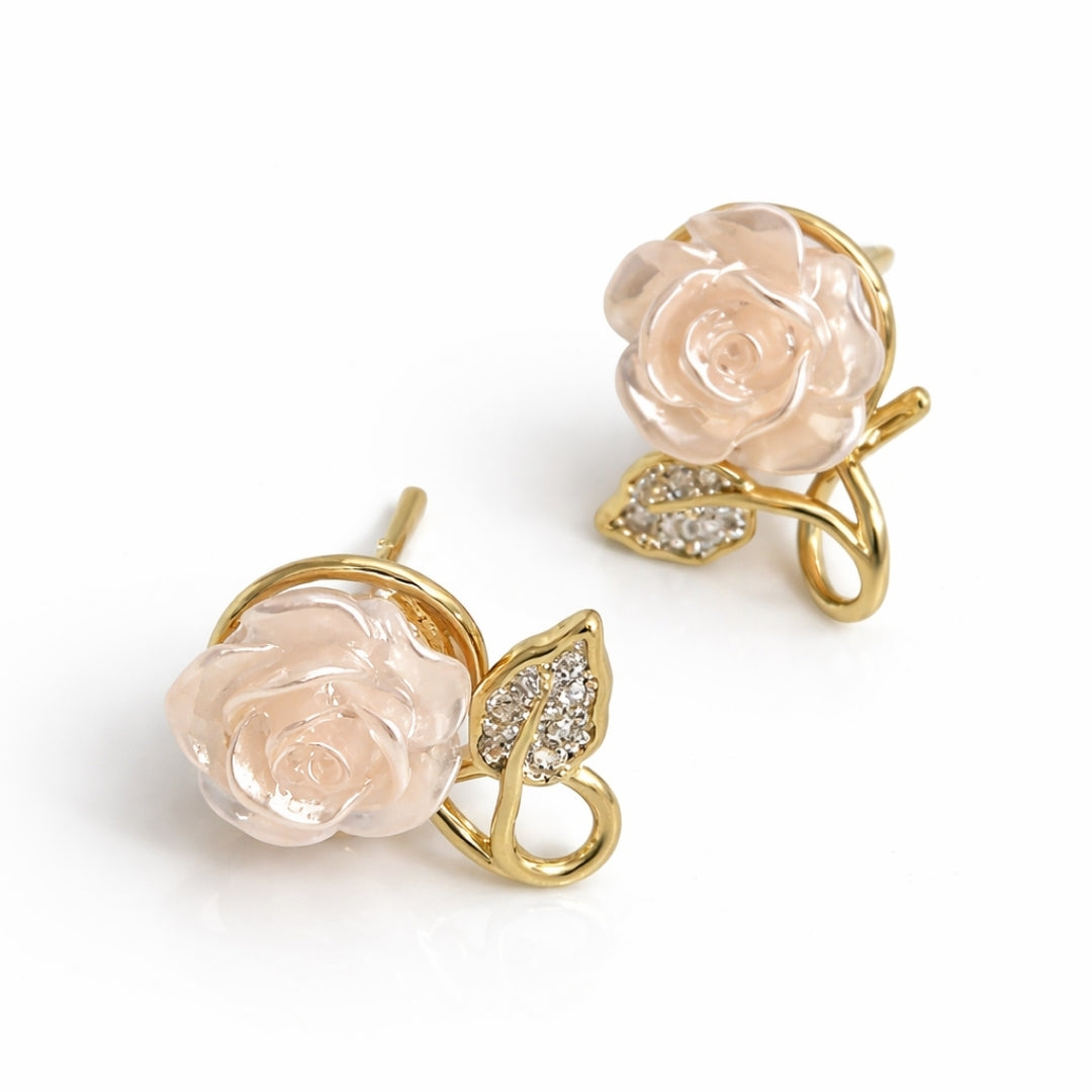 Earrings, Korean Style Zircon Flower Leaf Design Fashion for Women