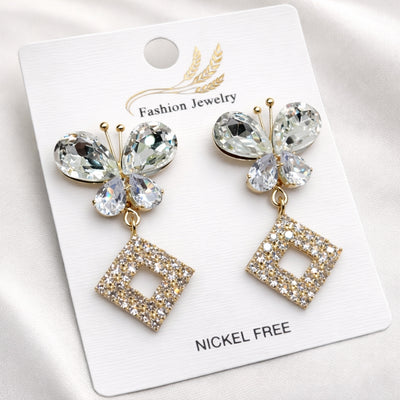 Earrings, Luxury Pave Crystal Drop Gold Finish for Girls