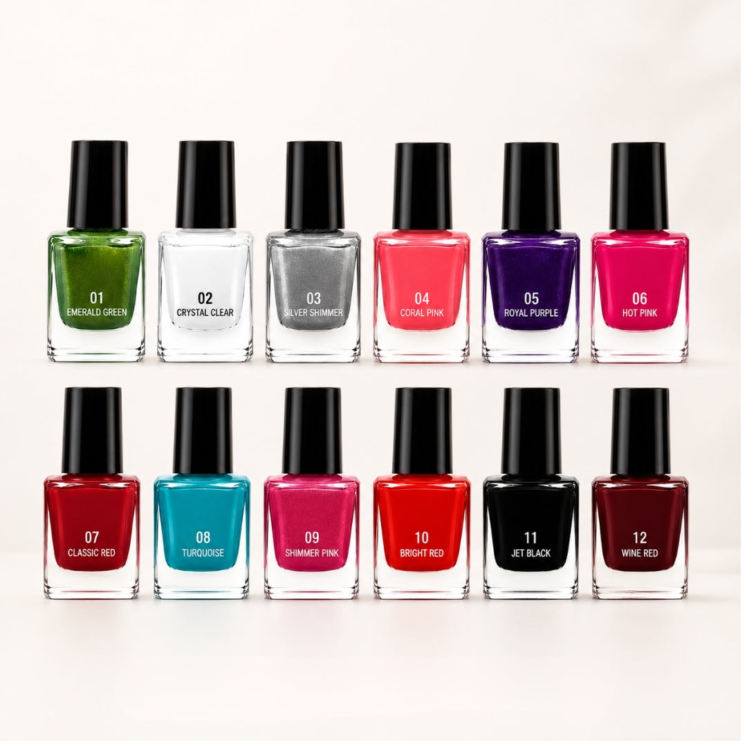 Easy Peel Off Nail Polish for Women & Girls - Pack of 12