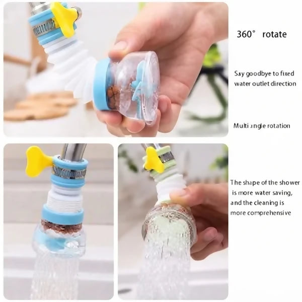 Splash Fan Faucet Nozzle | 360° Rotating Water-Saving Filter Tap Extension | 3-Mode Spray Head | Random Color | Pack of 1