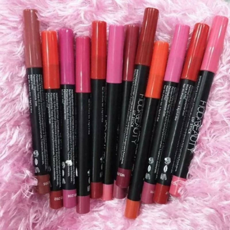 Huda Beauty Matte Color Lipstick Pencils Set Of 12 Long Lasting Waterproof Non Sticky Smooth Application For All Occasions