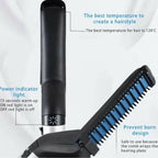 Hair & Beard Straightener Comb, Ceramic Heated Brush, Daily Grooming for Men