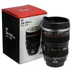 Stainless steel camera coffee Len Mug, white Black coffee Mugs