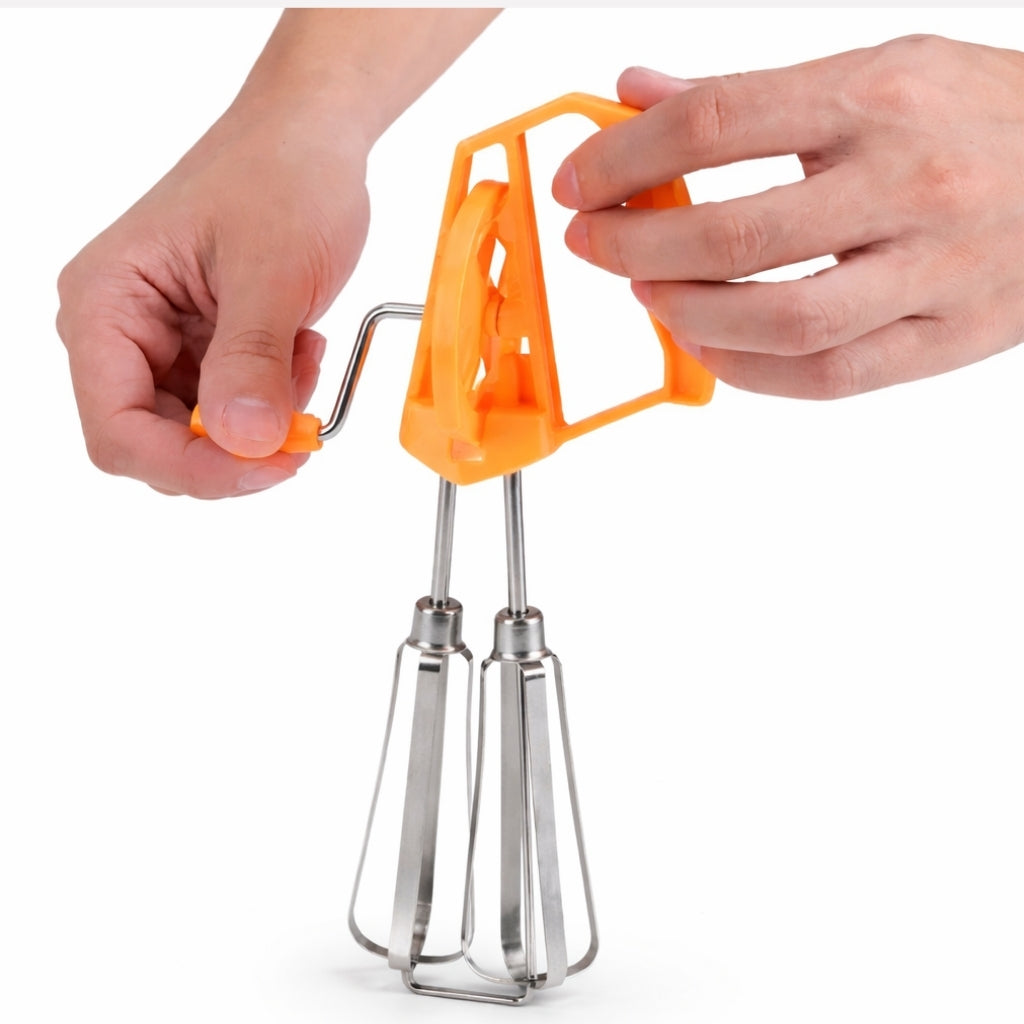 Egg Beater, Manual Push, Stainless Steel Kitchen Whisk Mixer