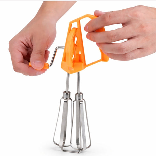 Egg Beater, Manual Push, Stainless Steel Kitchen Whisk Mixer
