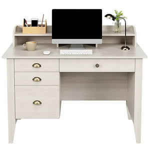 Computer Desk, Sturdy Design with 4 Drawers & Shelf, for Organized Workspaces