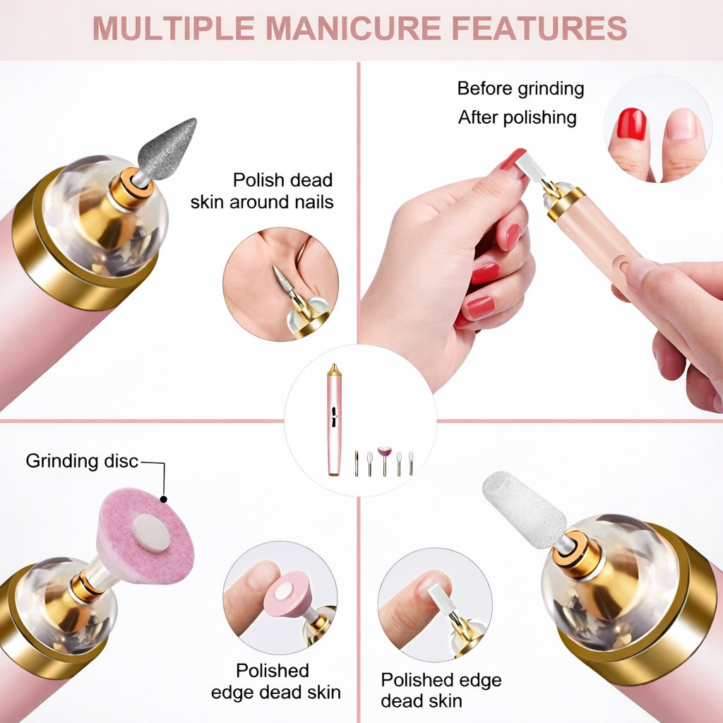 Electric Nail Care Kit with Attachments and LED Light