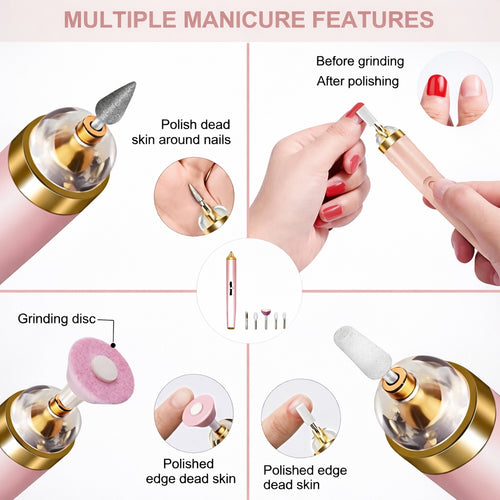 Electric Nail Care Kit with Attachments and LED Light