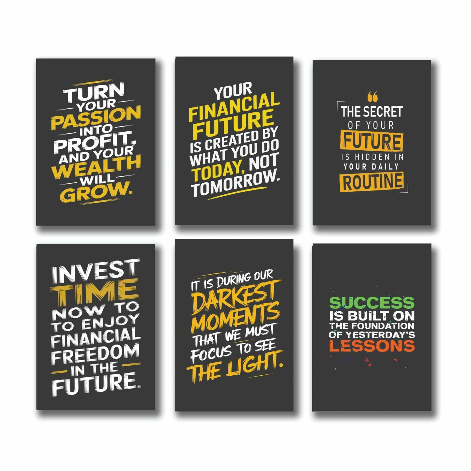 Set Of 6 Motivational Sticky Canvas Frames For Wall Decore / Sticky Phototiles