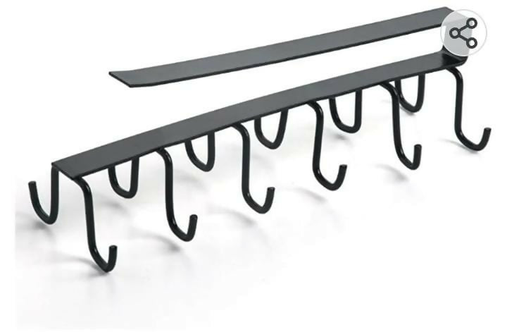 10 hooks Mug Cups Wine Glasses Storage Hooks Kitchen Utensil Ties Belt and Scarf Organizer Hanging Hook Rack Holder Under Cabinet Closet (random color )
