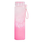 Pink Frosted Glass Water Bottle | Leak-Proof Insulated Bottle with Hello Master Decal Logo | 400ml