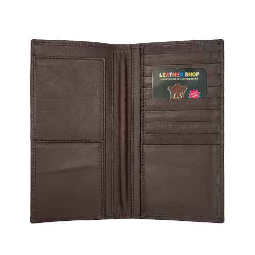 Stashy brown leather long wallet – classic look with rich tone and soft texture
