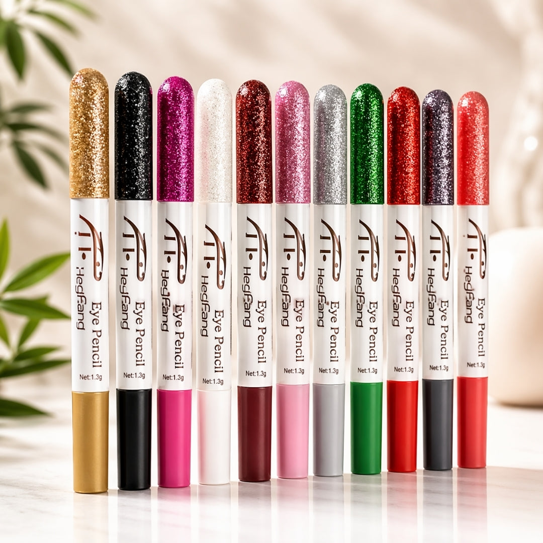 Eye Pencil and Glitter Set Smooth Application Long Lasting Shades