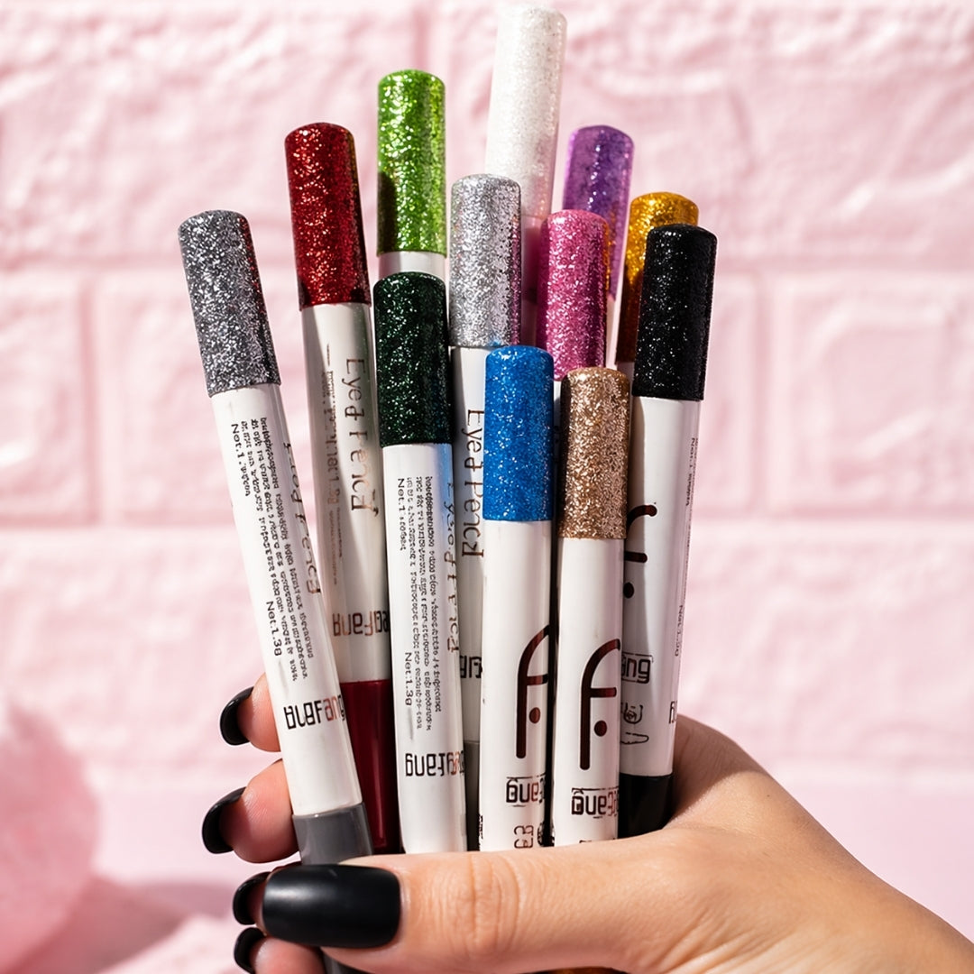 Eye Pencil and Glitter Set Smooth Application Long Lasting Shades