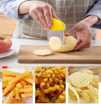 French Fry Crinkle Cutter – Stainless Steel Wavy Slicer Knife for Potatoes, Vegetables & Fruits | Easy Grip Chopper Tool for Kitchen Cutting & Garnishing