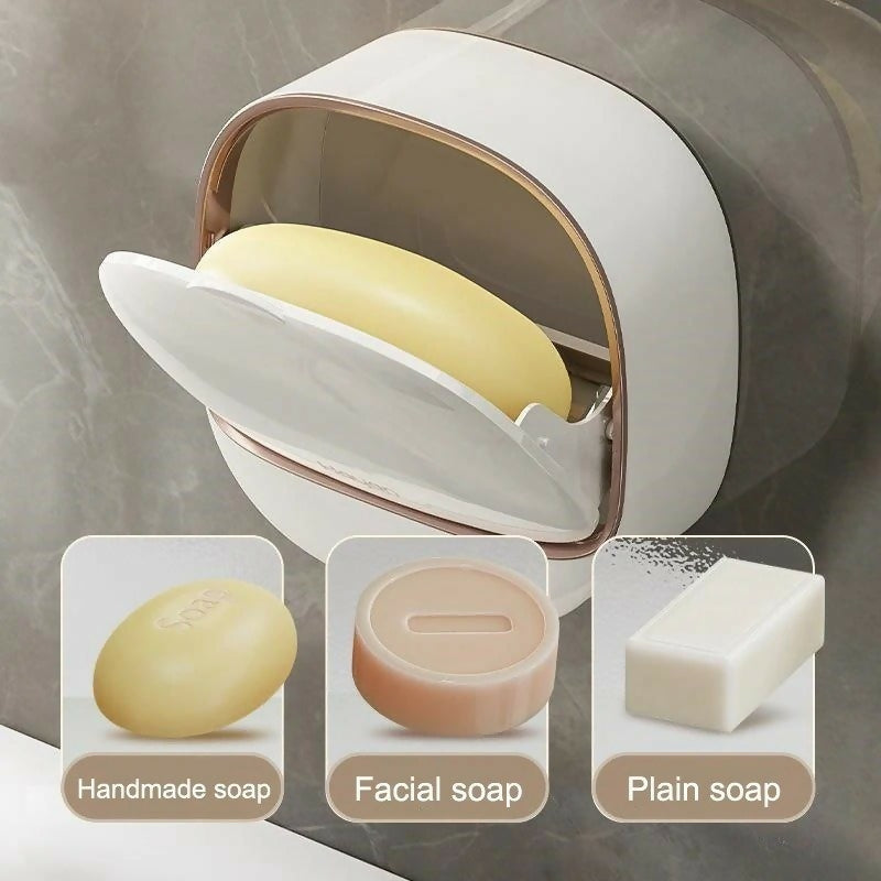 1PC Soap Box Wall Mounted Light Luxury Soap Holder Punch Free Drain Laundry Soap Box Easy Cleaning | Random Colour