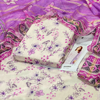 Unstitch Suit, 3 Piece, Digital Print Lawn Shirt & Trousers