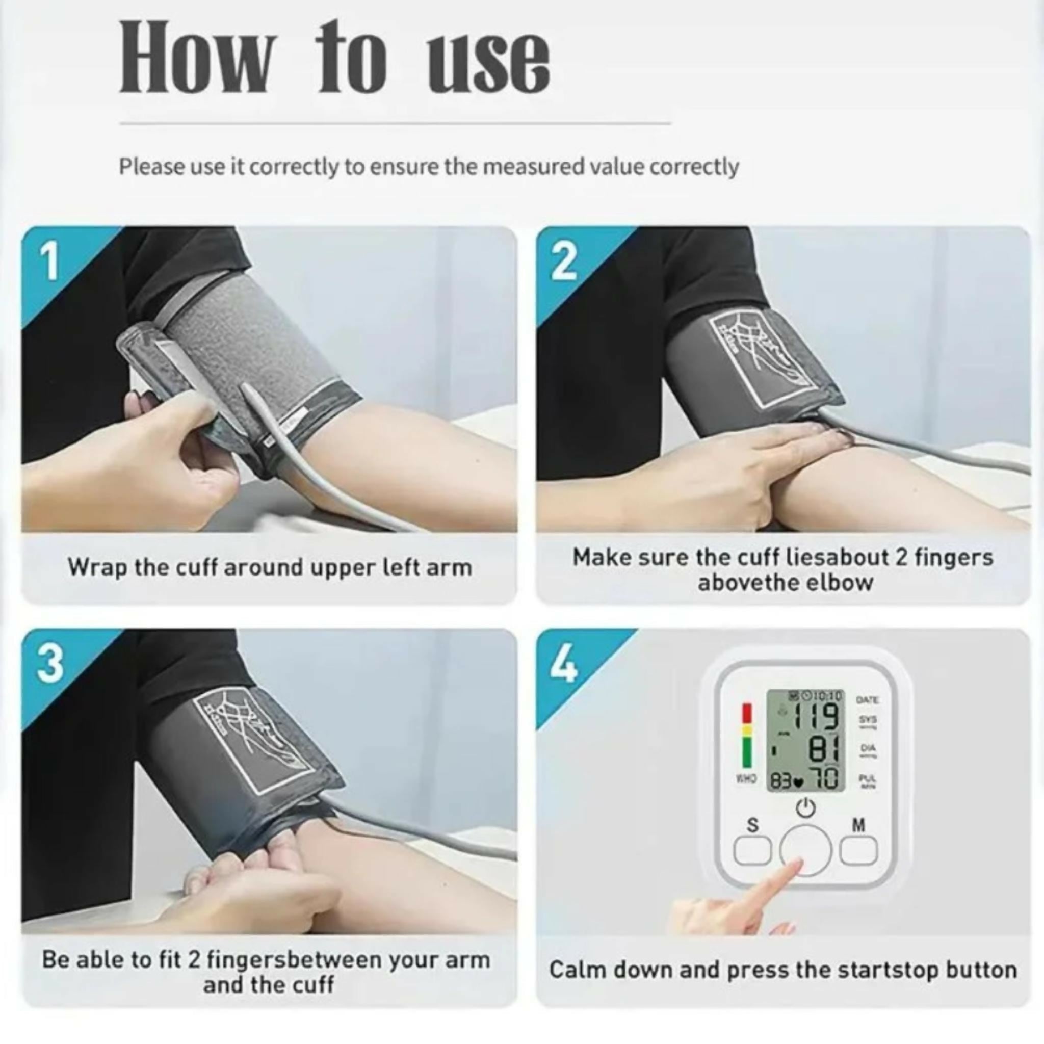 Digital Blood Pressure Monitor | Upper Arm Automatic BP Machine with Large LCD Display
