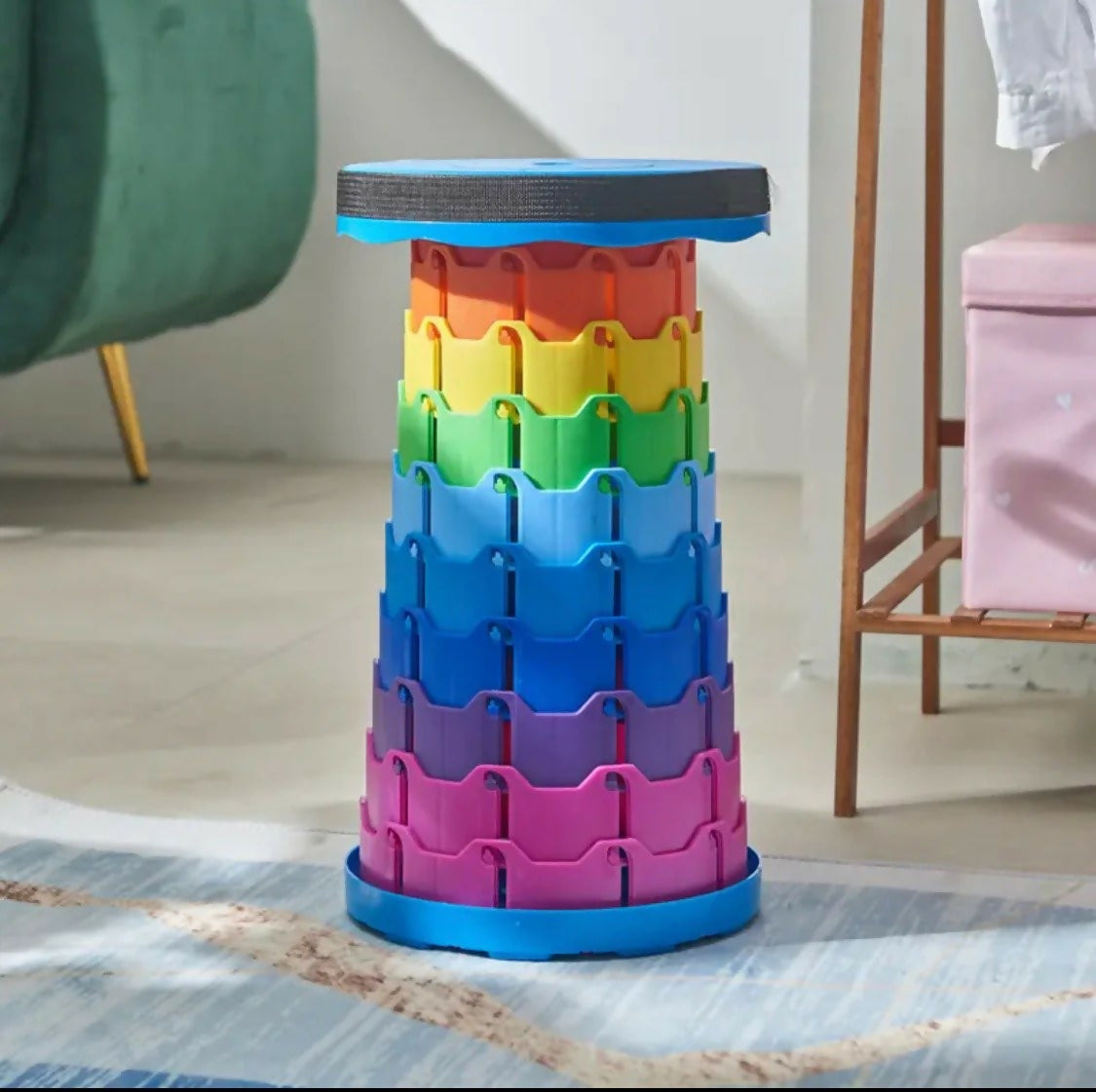 Portable Telescoping Stool, Folding Stool Lightweight & Sturdy, Retractable Telescopic Stool For Gardening, Camping, Travel, Fishing, Hiking And Bbq(Multi Color)