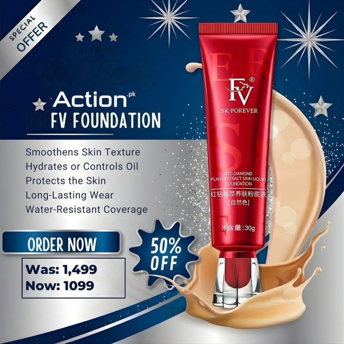 FV Liquid Foundation Makeup, 12-Hour Long Lasting, Concealer & Matte Coverage