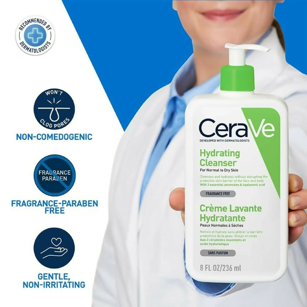 Cerave Hydrating Facial Cleanser, Hyaluronic Acid & Ceramides - 237ml