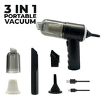 3 in 1 Portable Wireless Vacuum Cleaner – High Power Suction, Air Pump & Duster for Home, Car & Laptop
