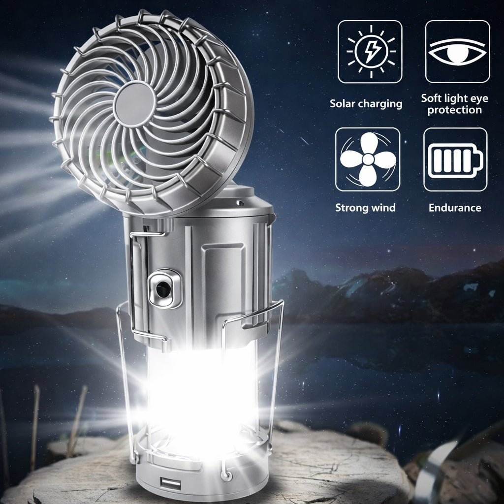 Fan Flashlight Power Bank Solar Charging