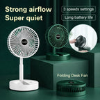 Fan, Portable USB Rechargeable Folding, Telescopic Desktop Table