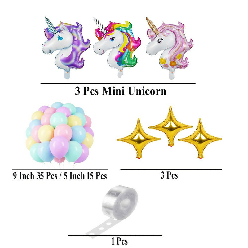 57 Pcs Pastel Unicorn Birthday Decoration Set For Girls Party