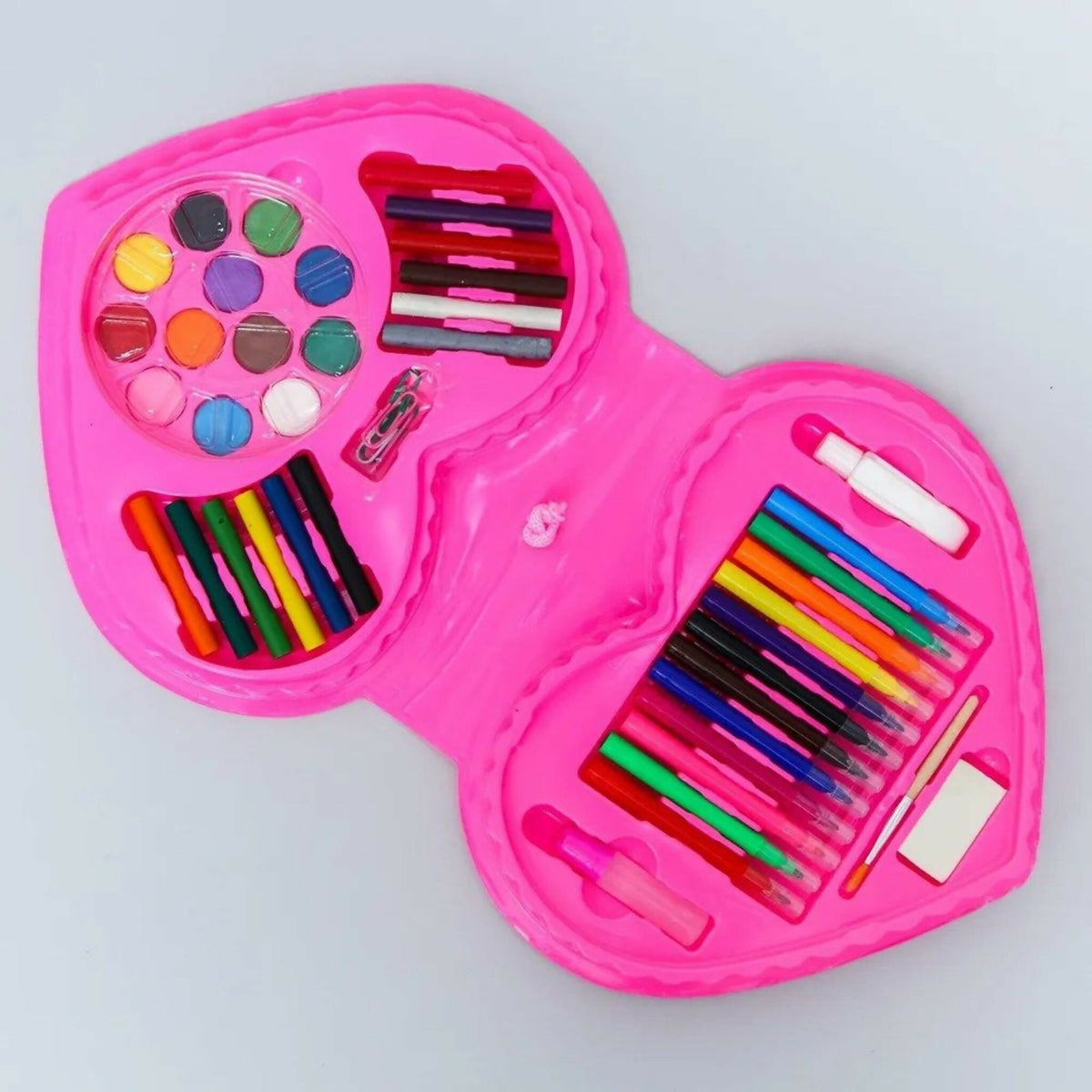 52 Pcs Heart Shape Colour Kit Painting Set For Kids With Crayons Markers And Art Accessories