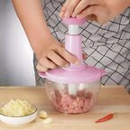 Manual Hand Push Chopper, Unbreakable Body with 2.4L Capacity, for Vegetables & Meat