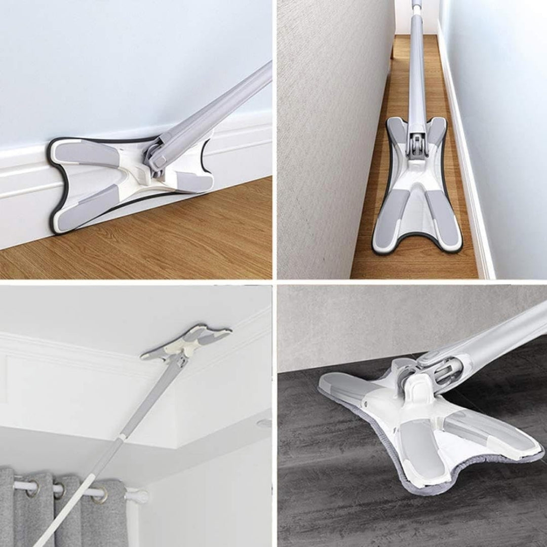 Flat floor mop with 360 degree squeeze system