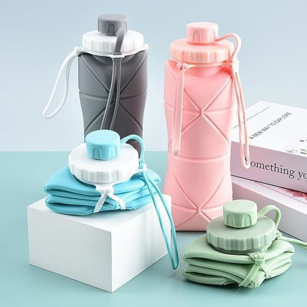 Foldable silicone water bottle