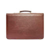 Premium dark brown business vegan leather bag with sleek finish and secure clasp