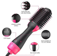 One Step Hot Air Brush 4 In 1 Hair Dryer, Straightener, Curler And Volumizer - Professional Styling Tool For Smooth Shiny Hair At Home