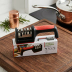 Professional 3-Stage Kitchen Knife Sharpener – Manual Sharpener for Steel & Ceramic Knives