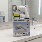 Electric Cleaning Brush With Multiple Attachments For Efficient Home Cleaning – 360° Rotating Scrubber With Sponge, Brush, And Steel Wool Heads