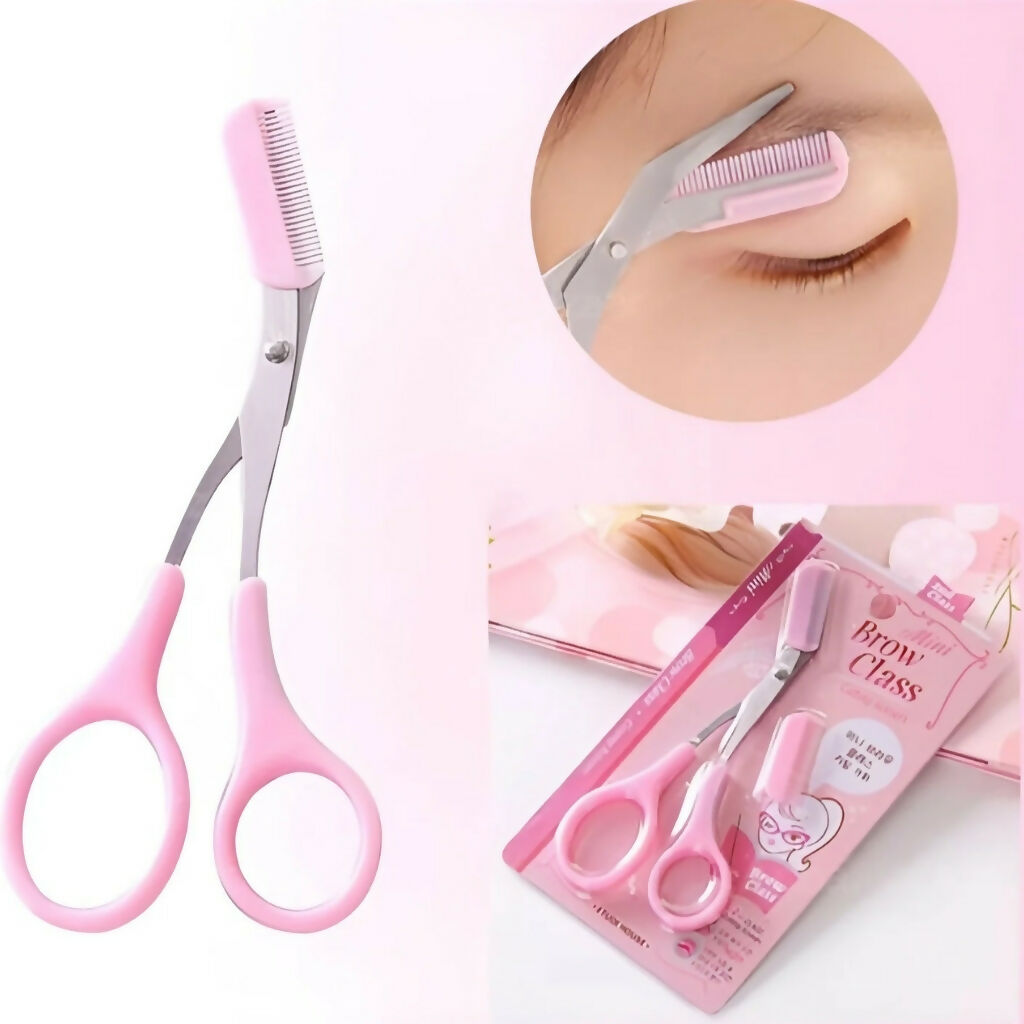 Eyebrow Trimming Scissors with Attached Comb, Precision Stainless Steel Blades