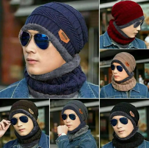 Wool Cap With Neck Warmer, Winter Thermal Wool Cap, for Unisex