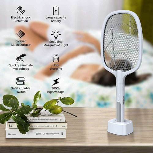 2 In 1 Electric Mosquito Killer UV Light LED Lamp Rechargeable Mosquito Trap Racket Anti Insect Bug Zapper