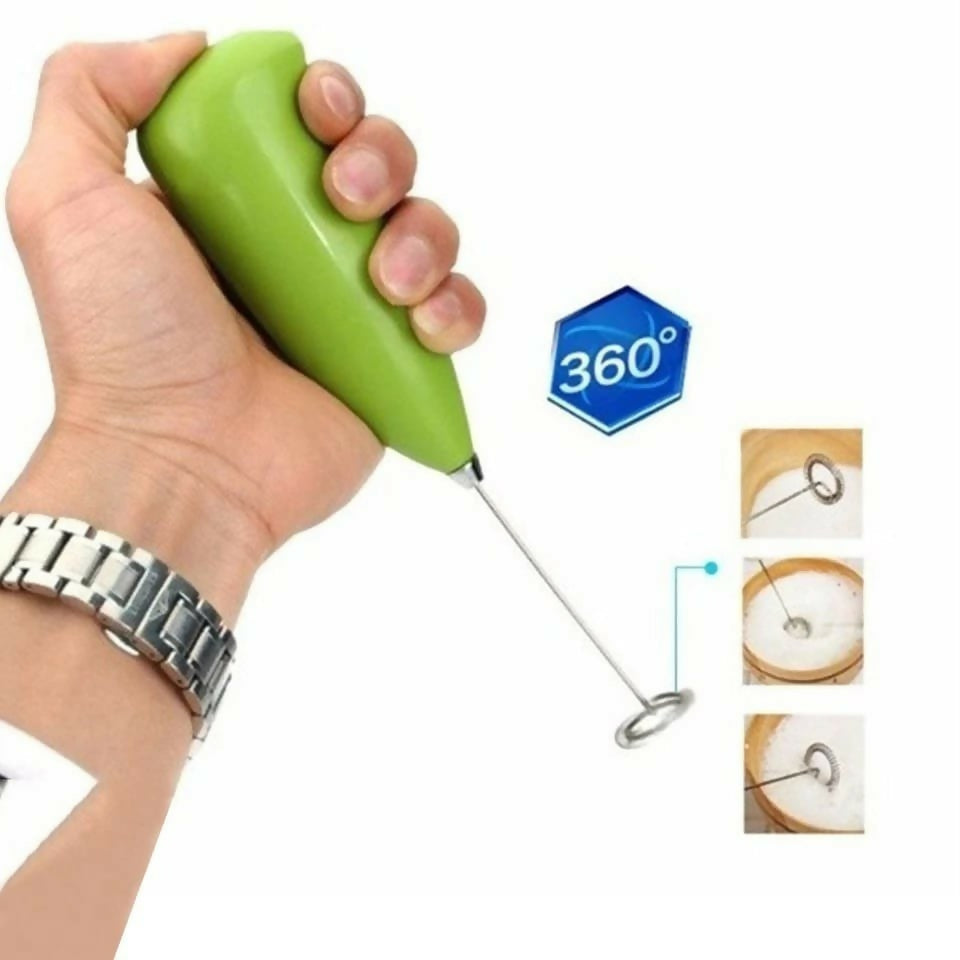 Cell Operated Coffee Beater Milk Drink Egg Whisk Mixer Foamer Mini Handle Stirrer Practical Cooking Tool Kitchen Gadget (Random Color)